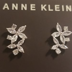 Anne Klein Cubic Zirconia Silver Pierced Earrings